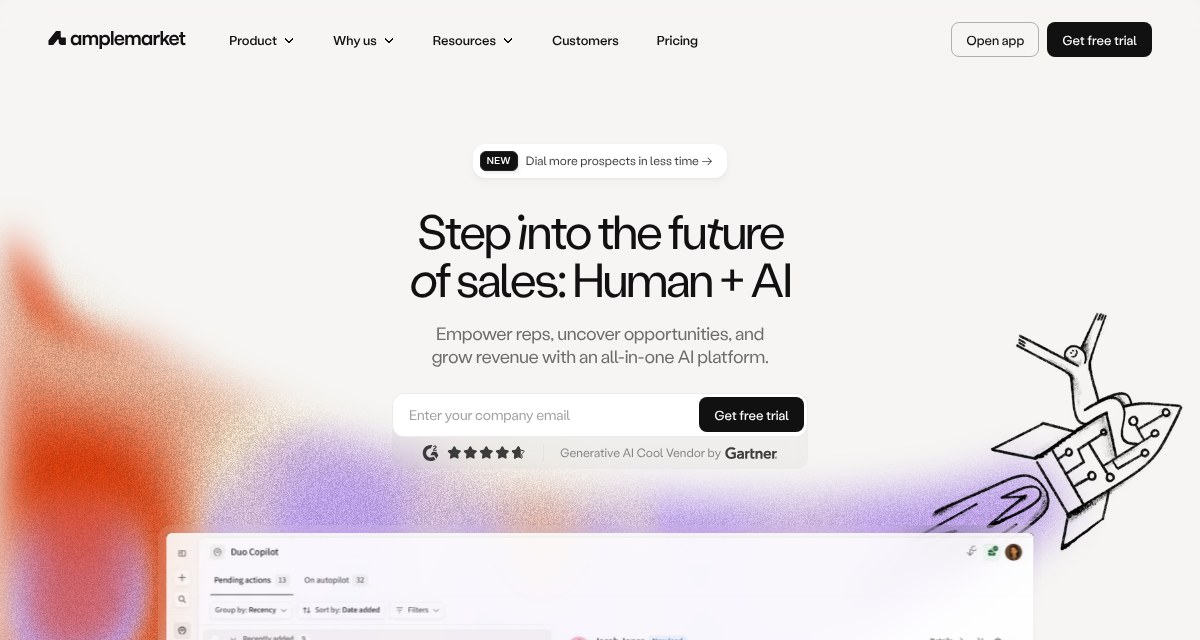 Amplemarket, an Outreach alternative that bundles contact data, sequences, and an AI copilot
