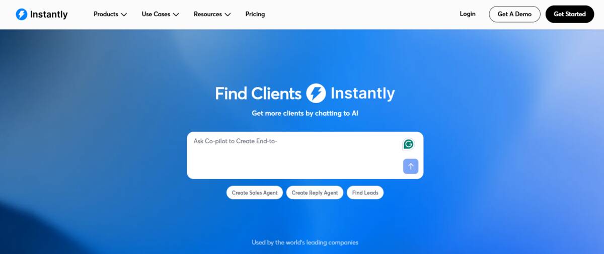 Instantly homepage hero