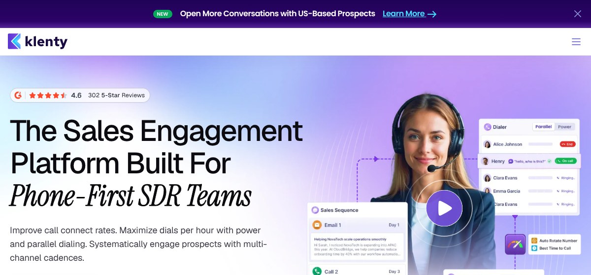 Klenty, an Outreach alternative sales engagement platform for phone-first SDR teams