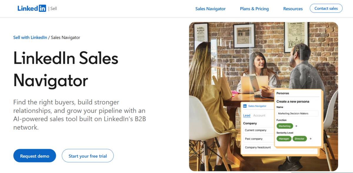 LinkedIn Sales Navigator homepage hero