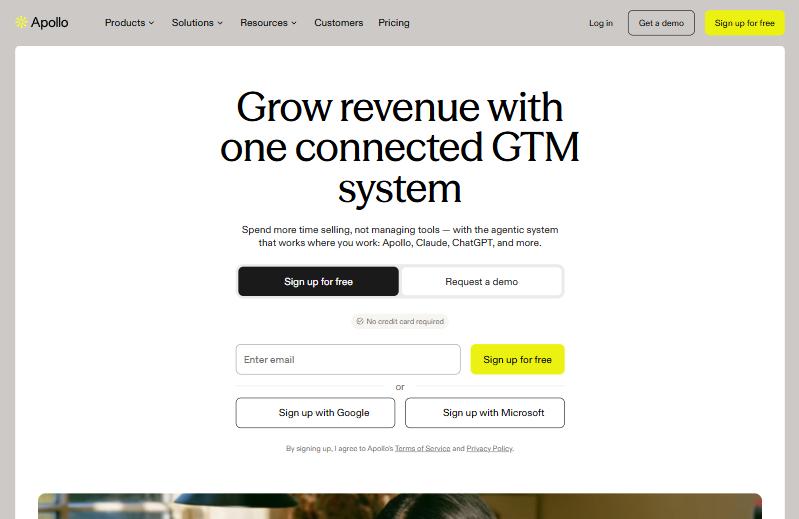 Apollo homepage hero, a best-value b2b data provider with built-in outreach
