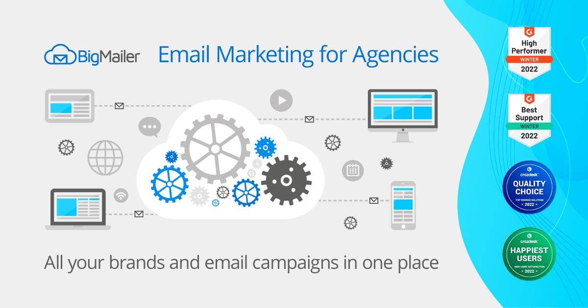 BigMailer white label email marketing platform homepage hero