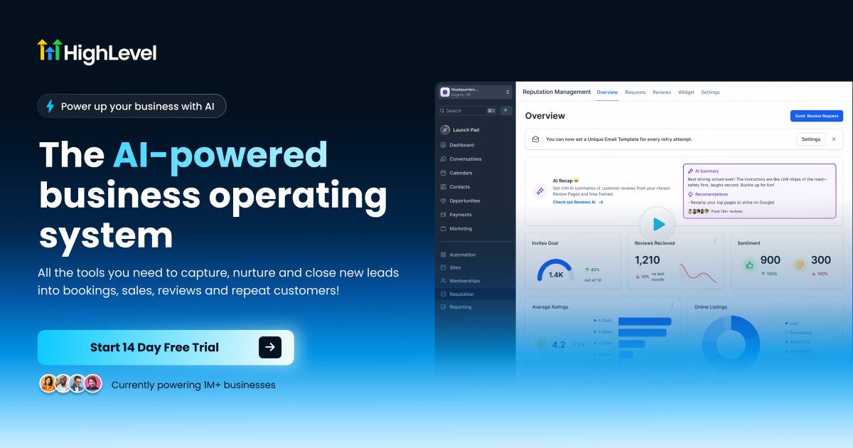 GoHighLevel white label agency marketing platform homepage hero