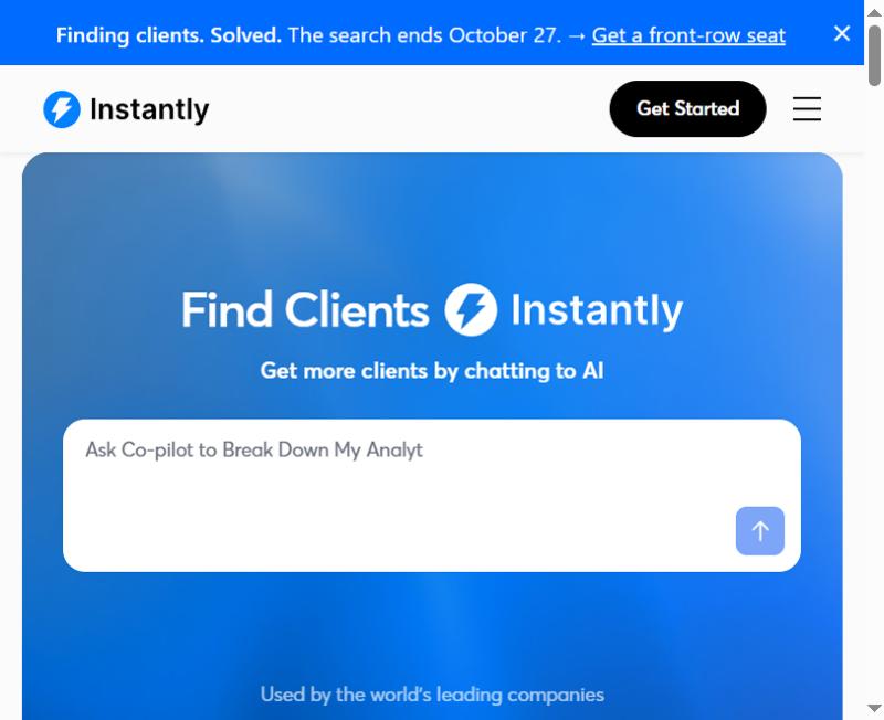 Instantly homepage hero, a Smartlead alternative for simple high-volume sending